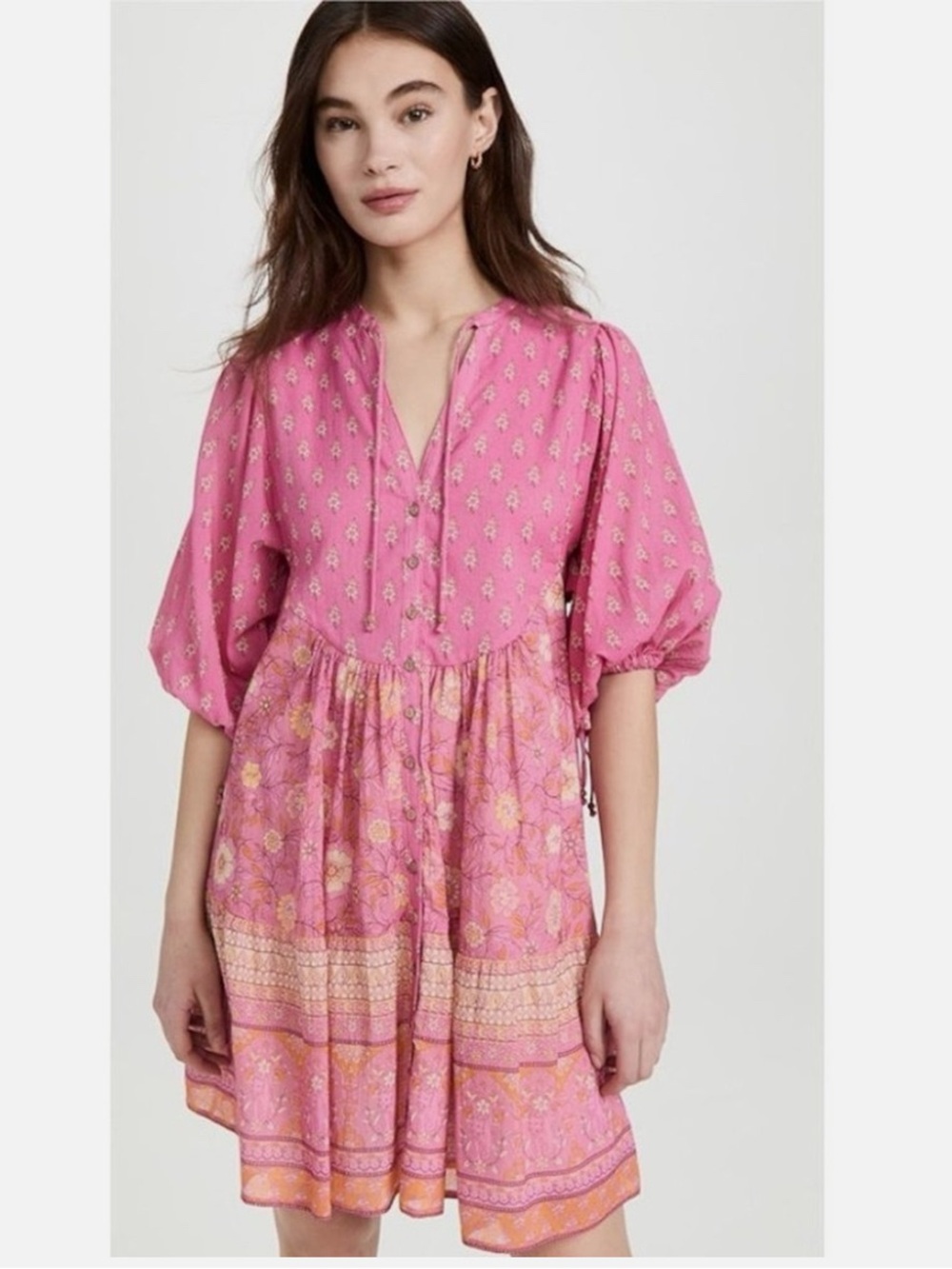 Spell & the Gypsy Small Utopia Tunic Mini Dress Flamingo Pink size medium floral